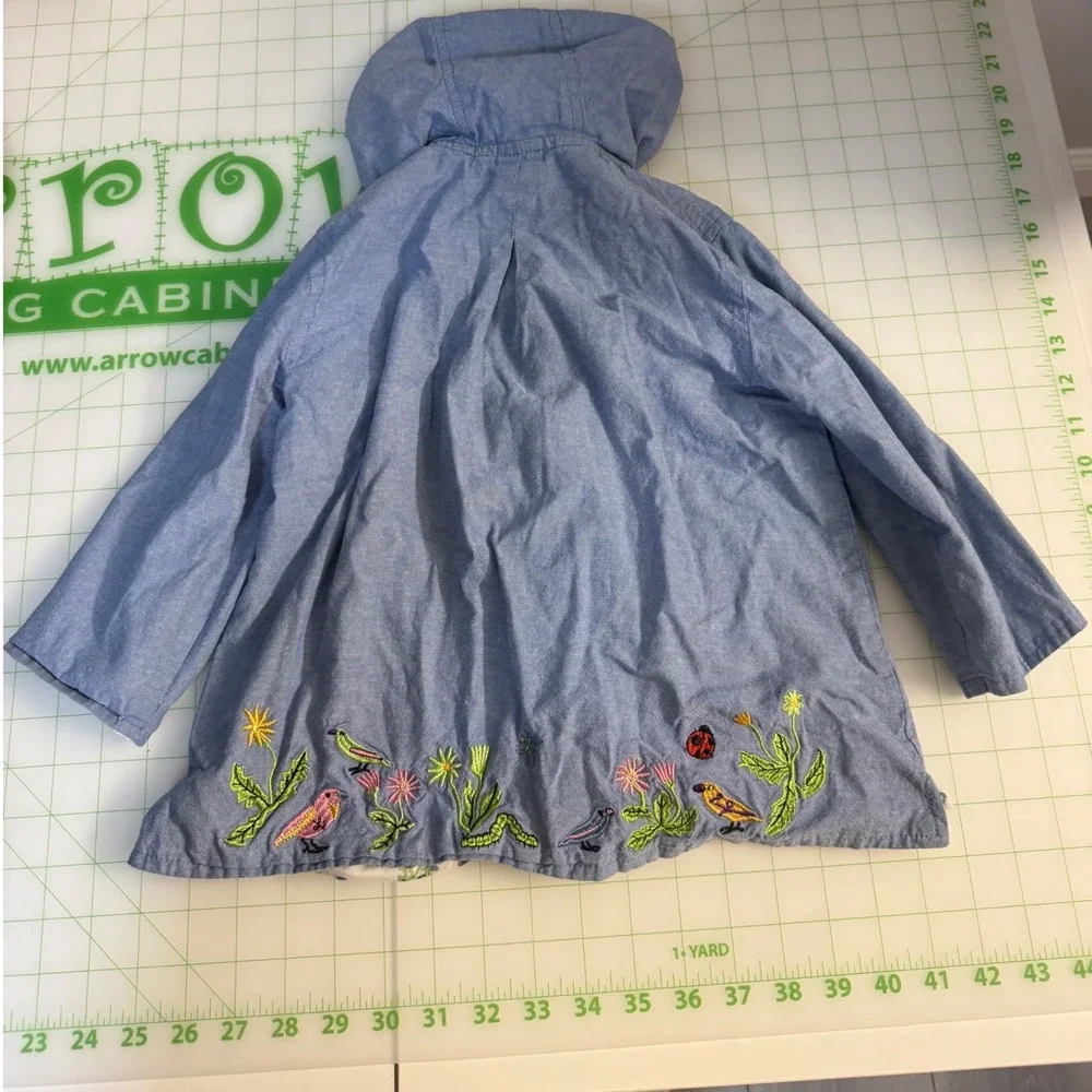 Vintage style floral bug embroidered denim cotton button jacket girls 3-4 spring